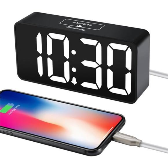 Compact Digital Alarm Clock w/ USB Charging Port 0-100% Brightness Dimmer Large - Picture 5 of 5